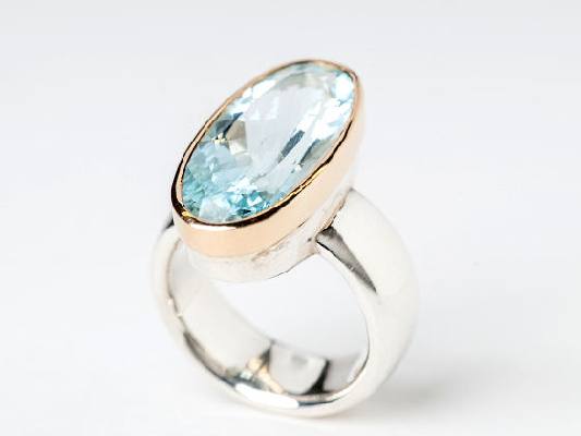 Ring: Aquamarin Gold Silber
